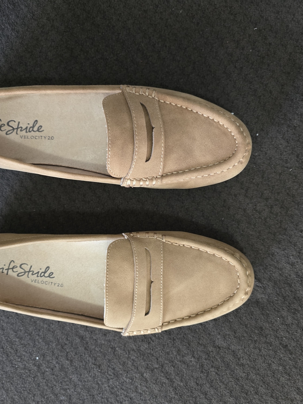 Life Stride Tan Slip-On Penny Loafers for Women